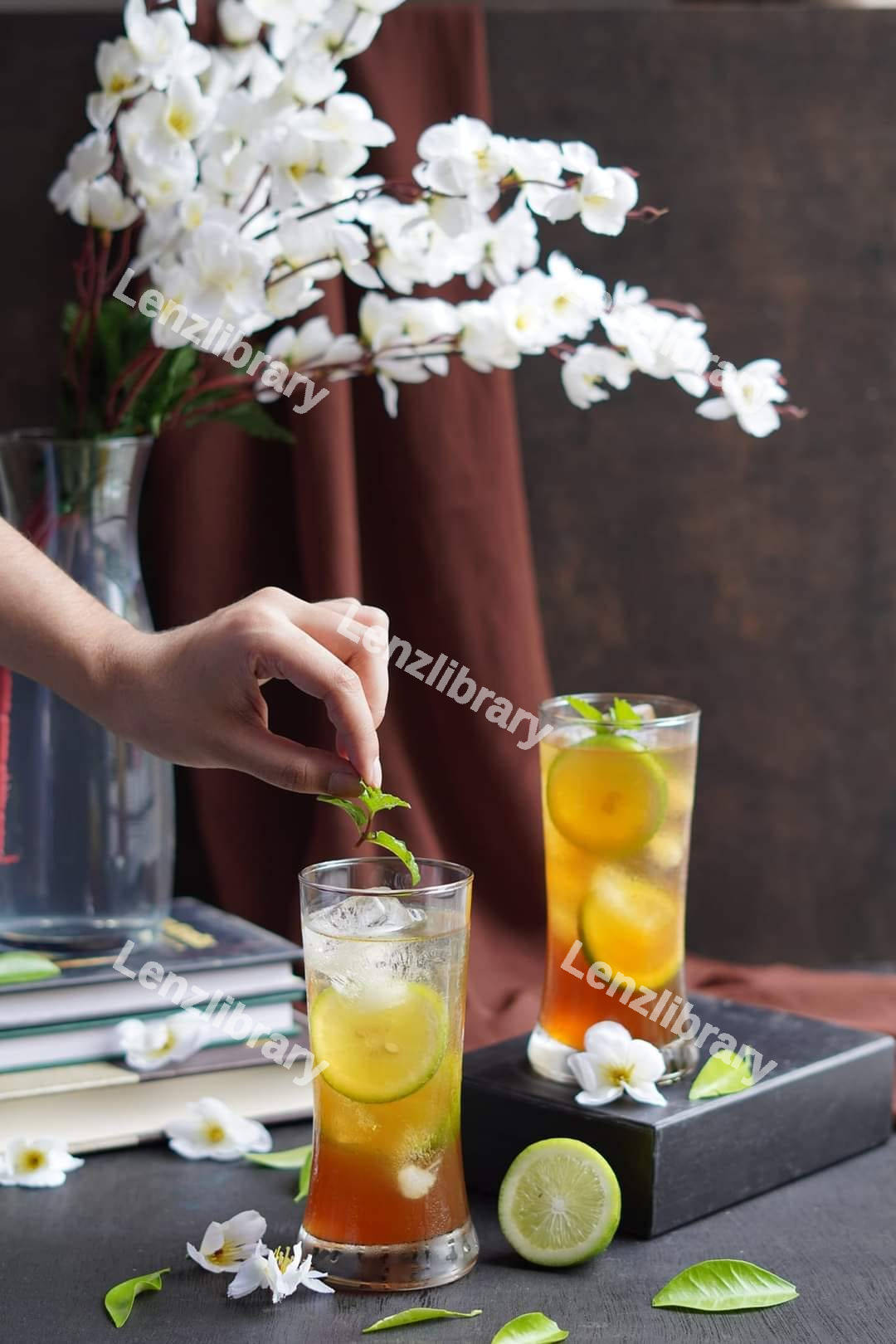 Tropical cocktail with lemon